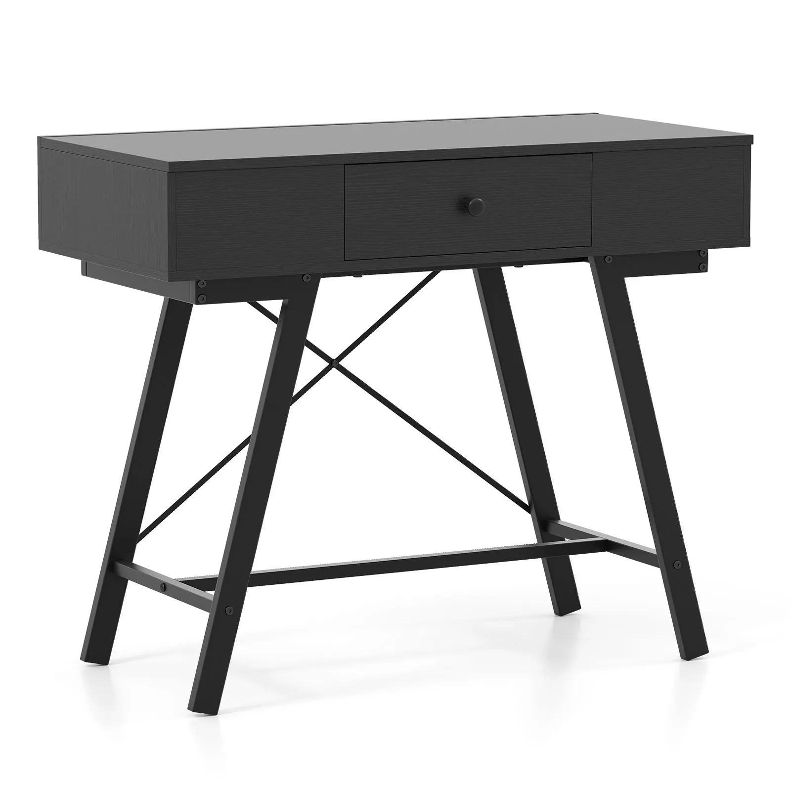 Costway Vanity Desk Flip Top Vanity Table with Mirror in Black 2
