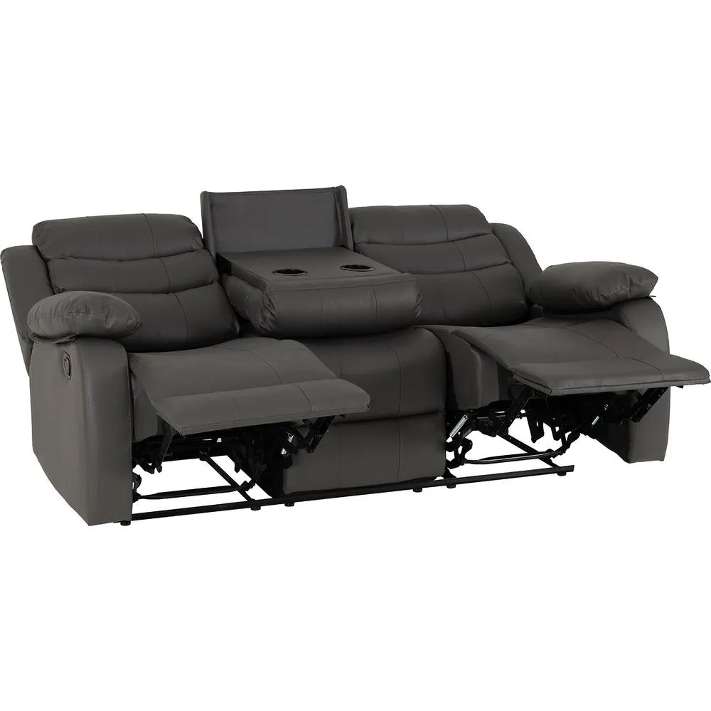 Seconique Roma 3 Seater Recliner Sofa - Grey Faux Leather 2