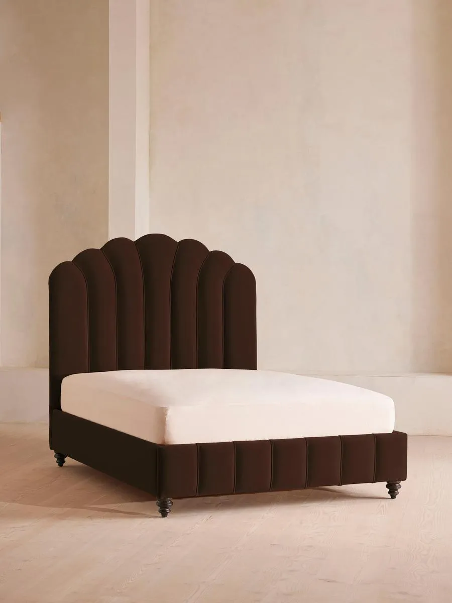 Manette Bed, Super King, Velvet, Chocolate