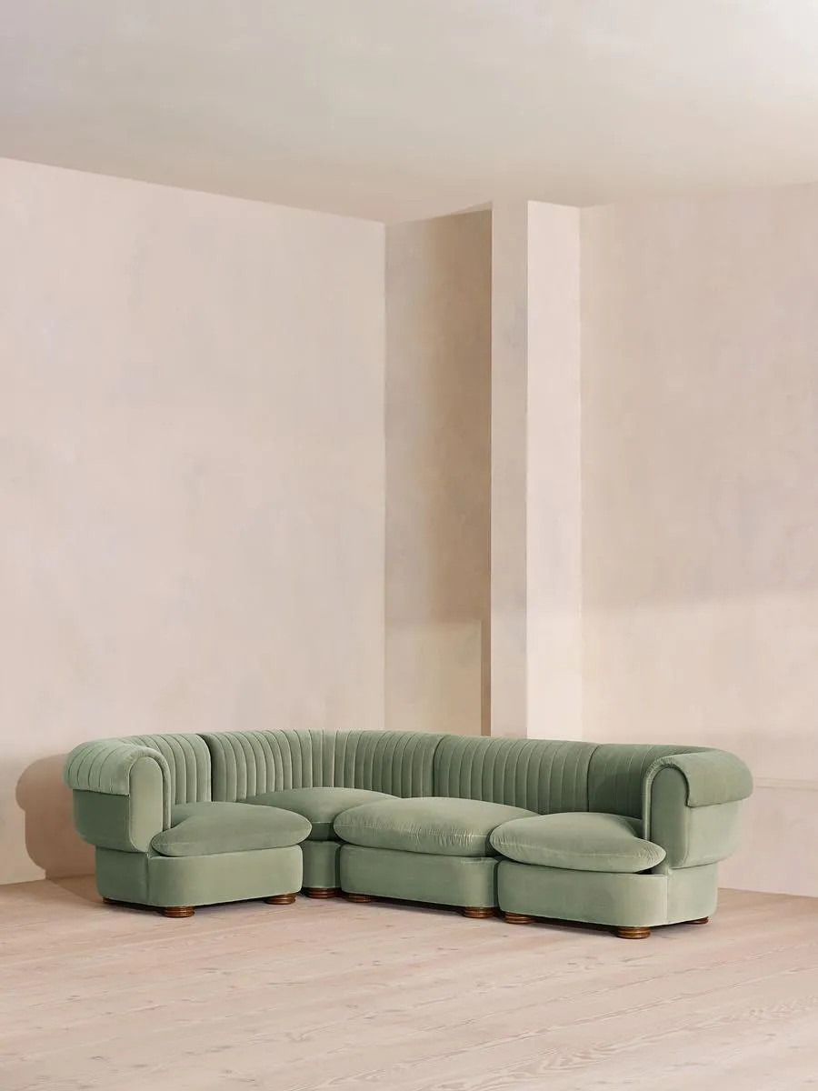 Rava Modular Sofa, L-Shape Sofa, Velvet, Seafoam