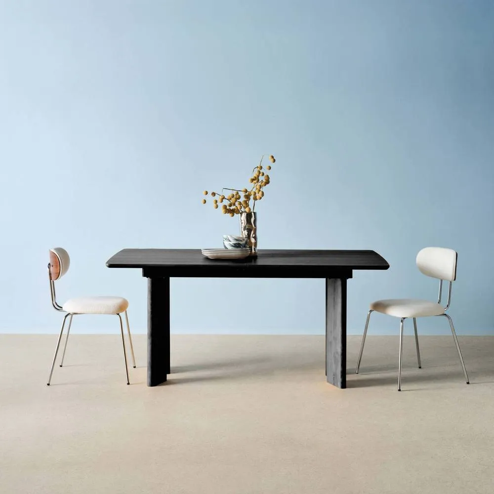 sweeek 6-8 seater rectangular extendable dining table, rubberwood & oak ven in Black 3