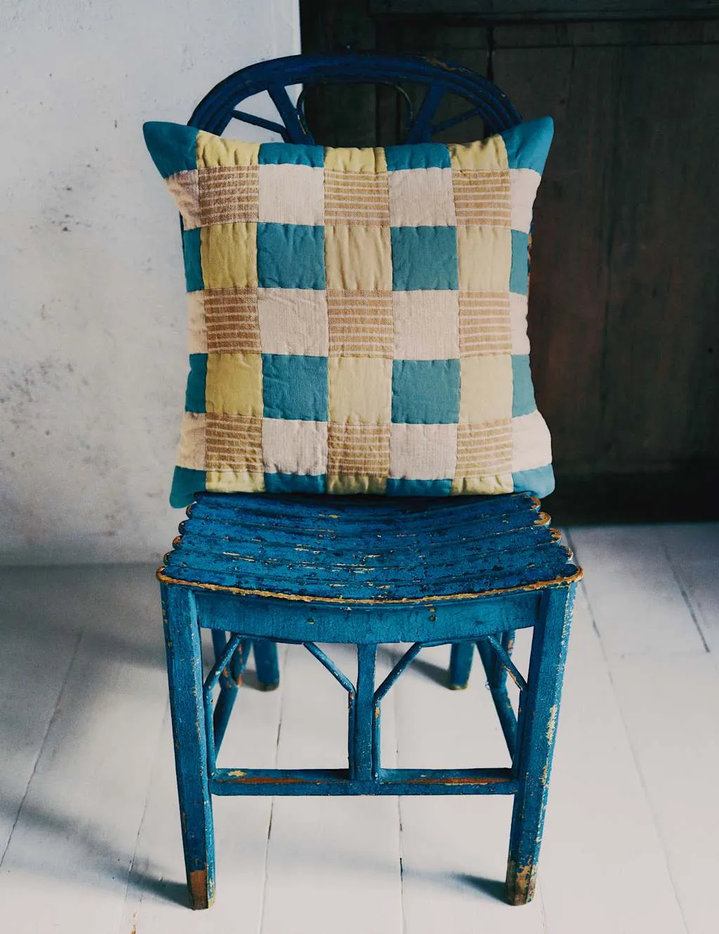 M&S Pure Cotton Quilted Patchwork Cushion Multi