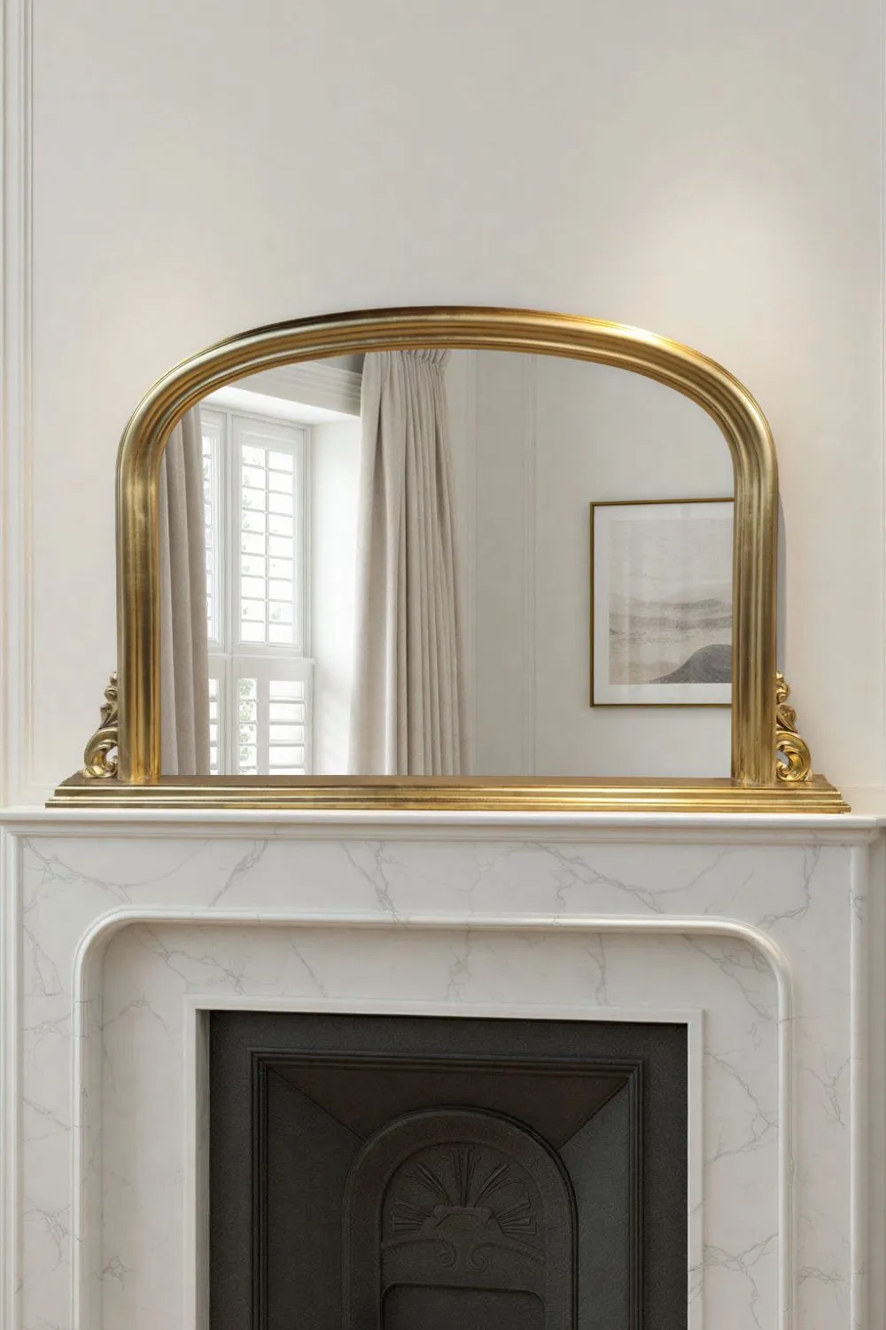 Yearn Mirrors Overmantle Gold Classic Mirror 122(w) x 77cm(h) in Metallic Gold
