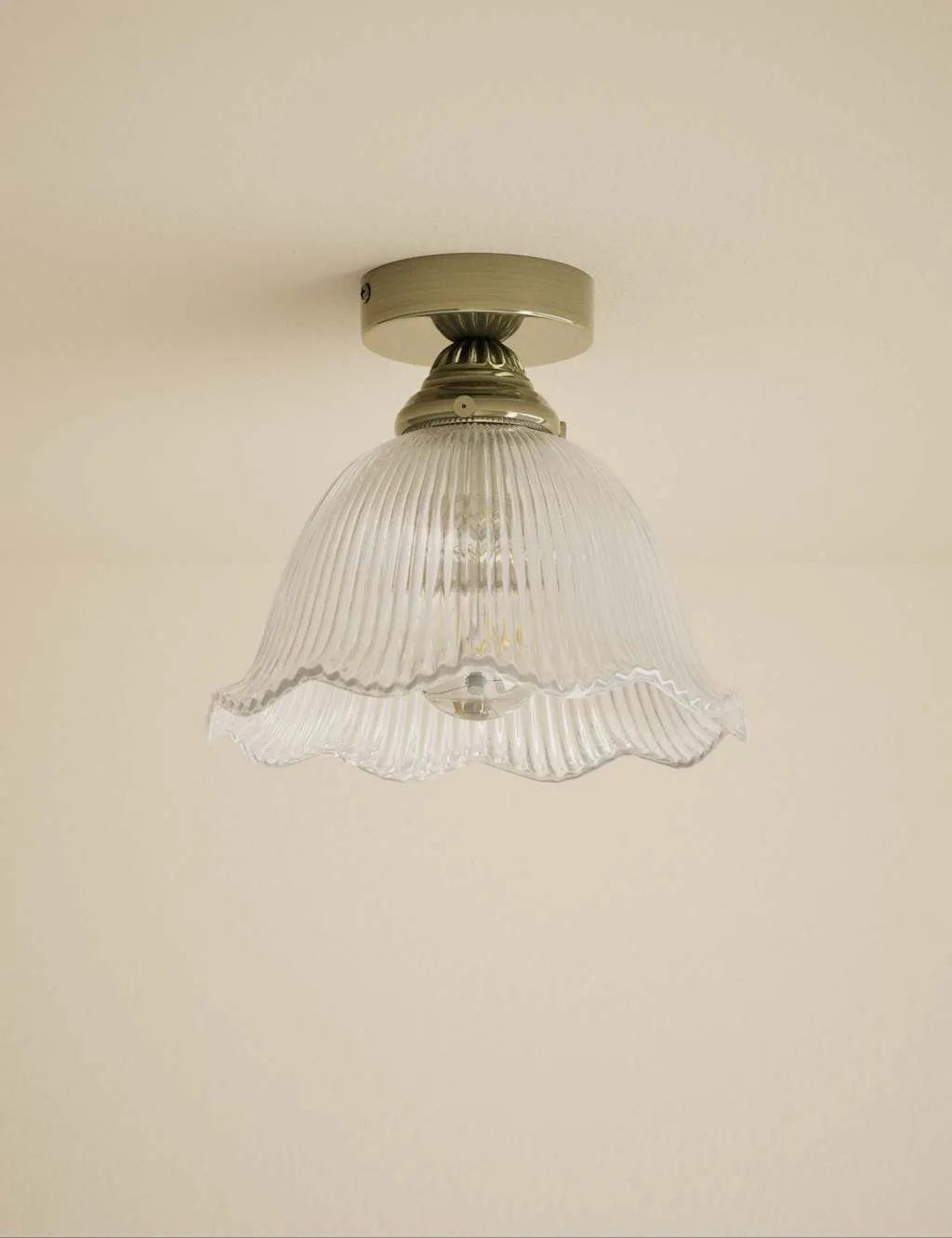 M&S Josephine Glass Flush Ceiling Light Antique Brass