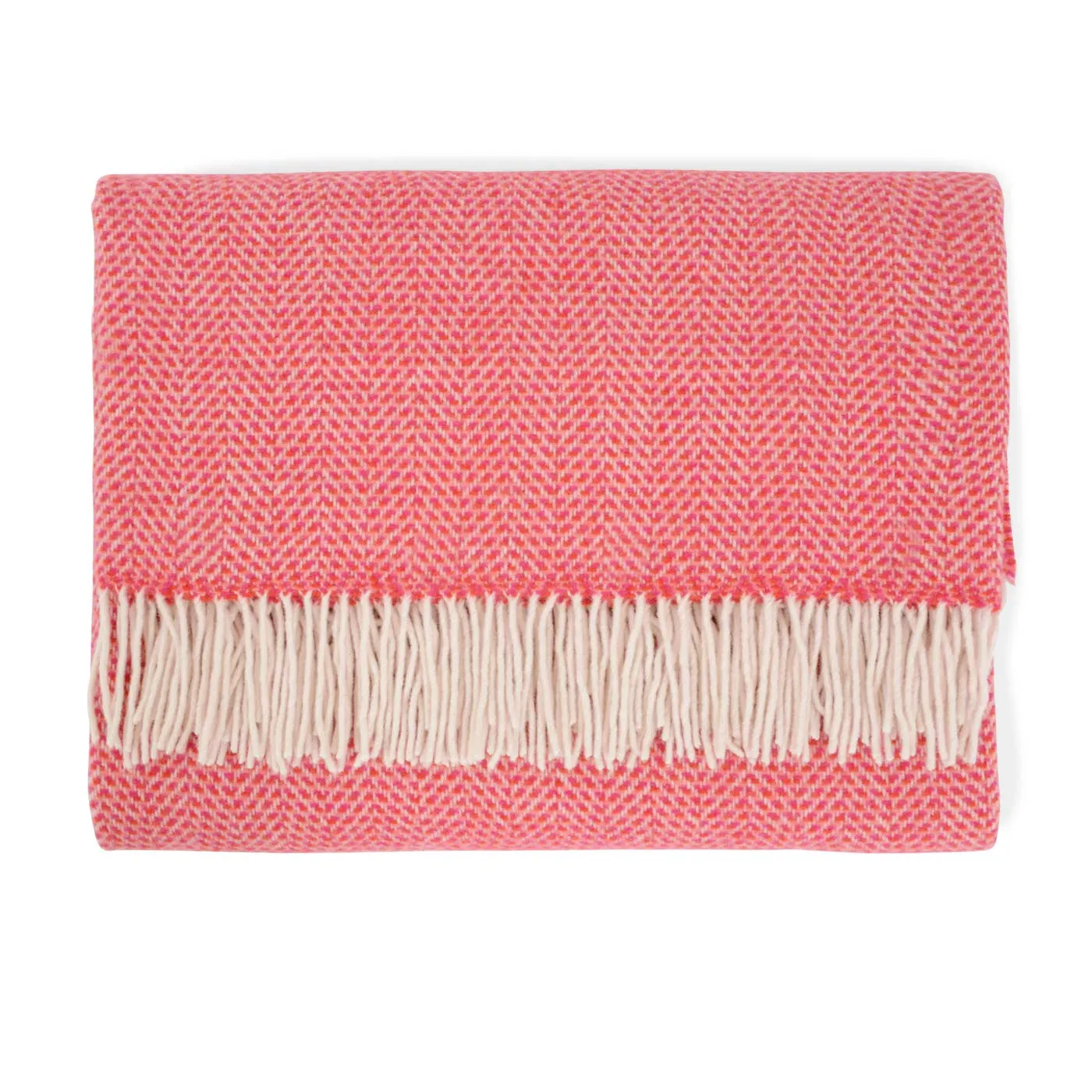 Heal's Merino & Cashmere Herringbone Throw Pink & Red