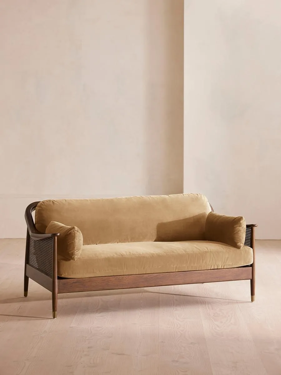 Atlanta Three Seater Sofa, Velvet, Camel