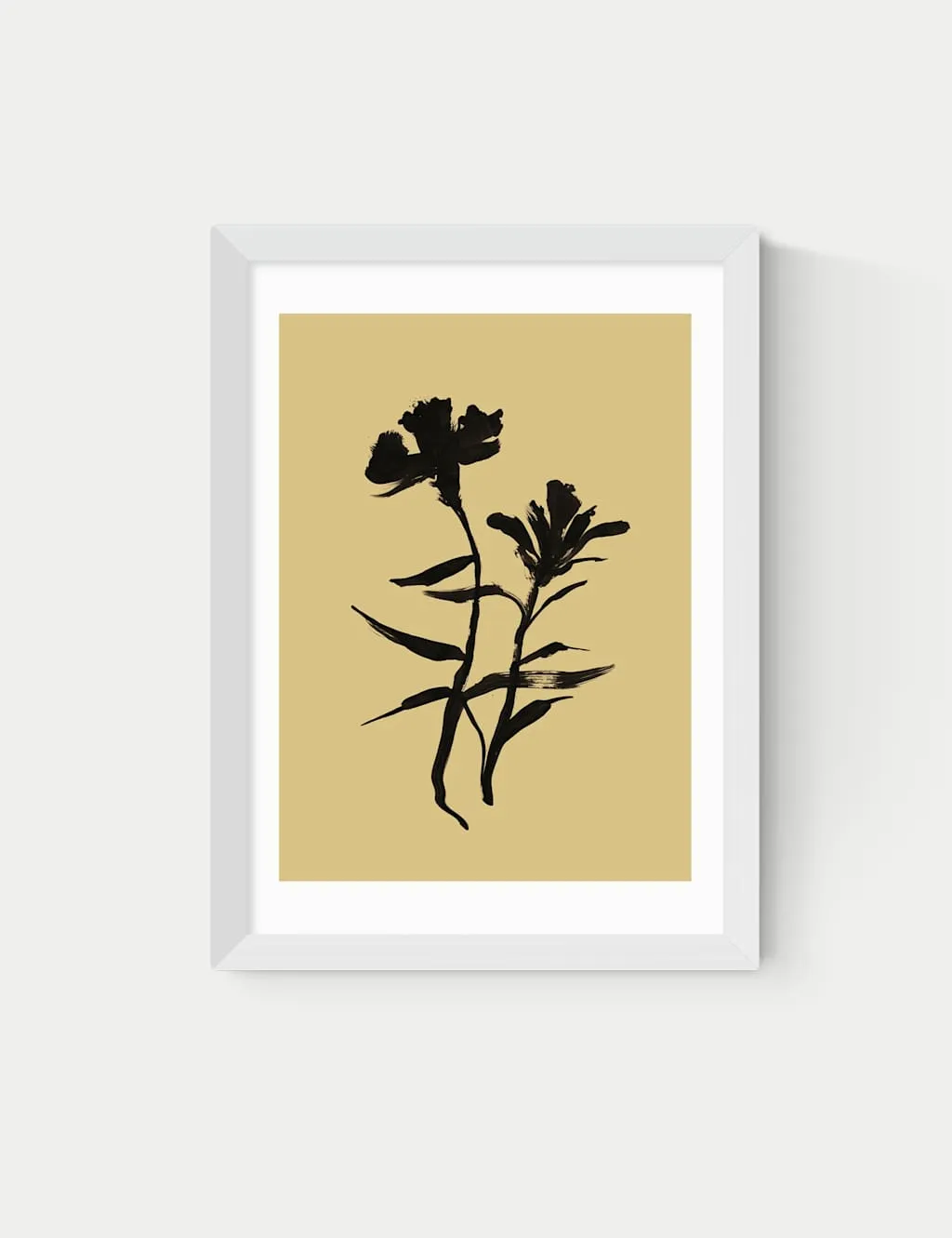 East End Prints Mono Botanical 3 Framed Art Print White