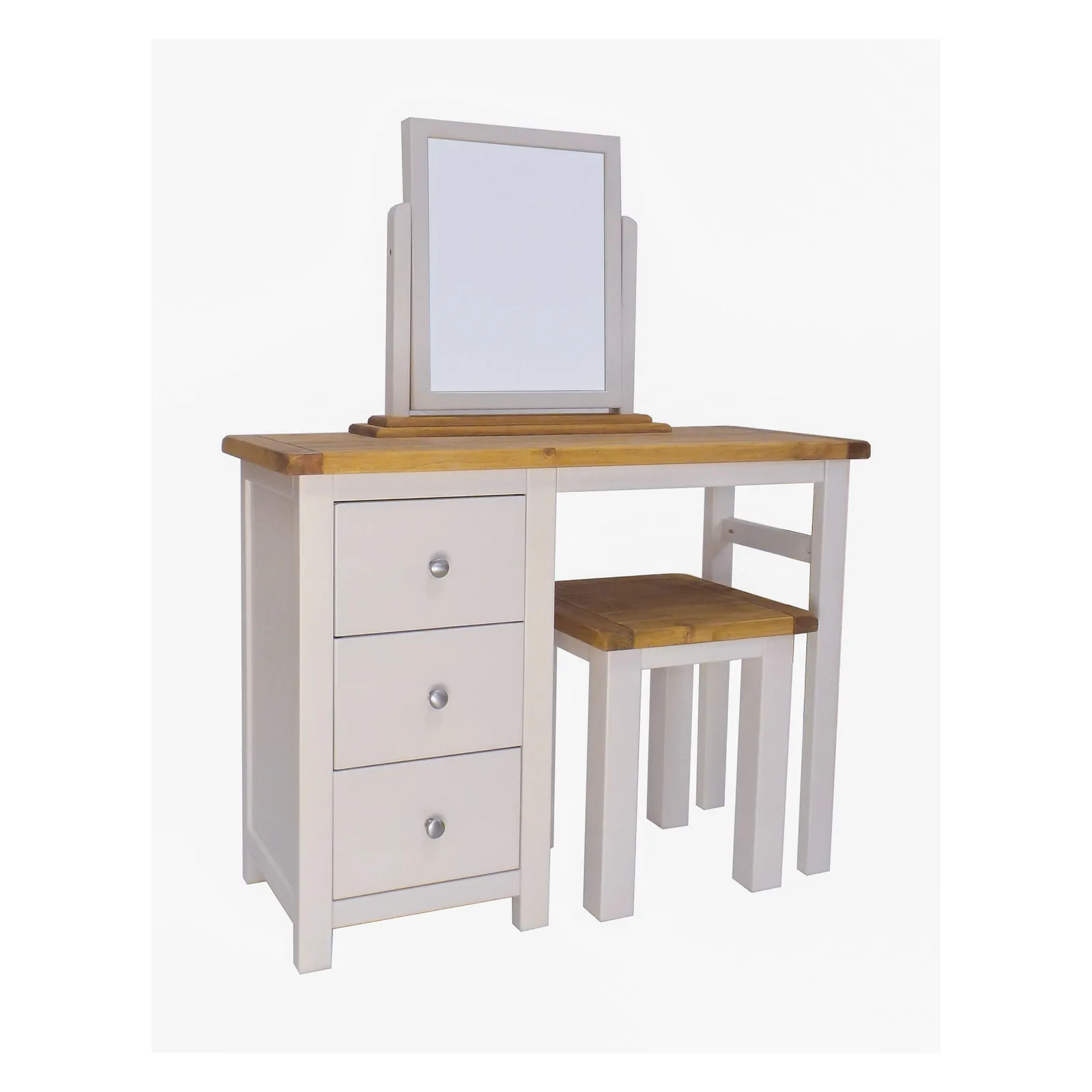 Cabinet Bits Argenta 3 Drawer Dressing Table Set Chrome Knob in Light Grey