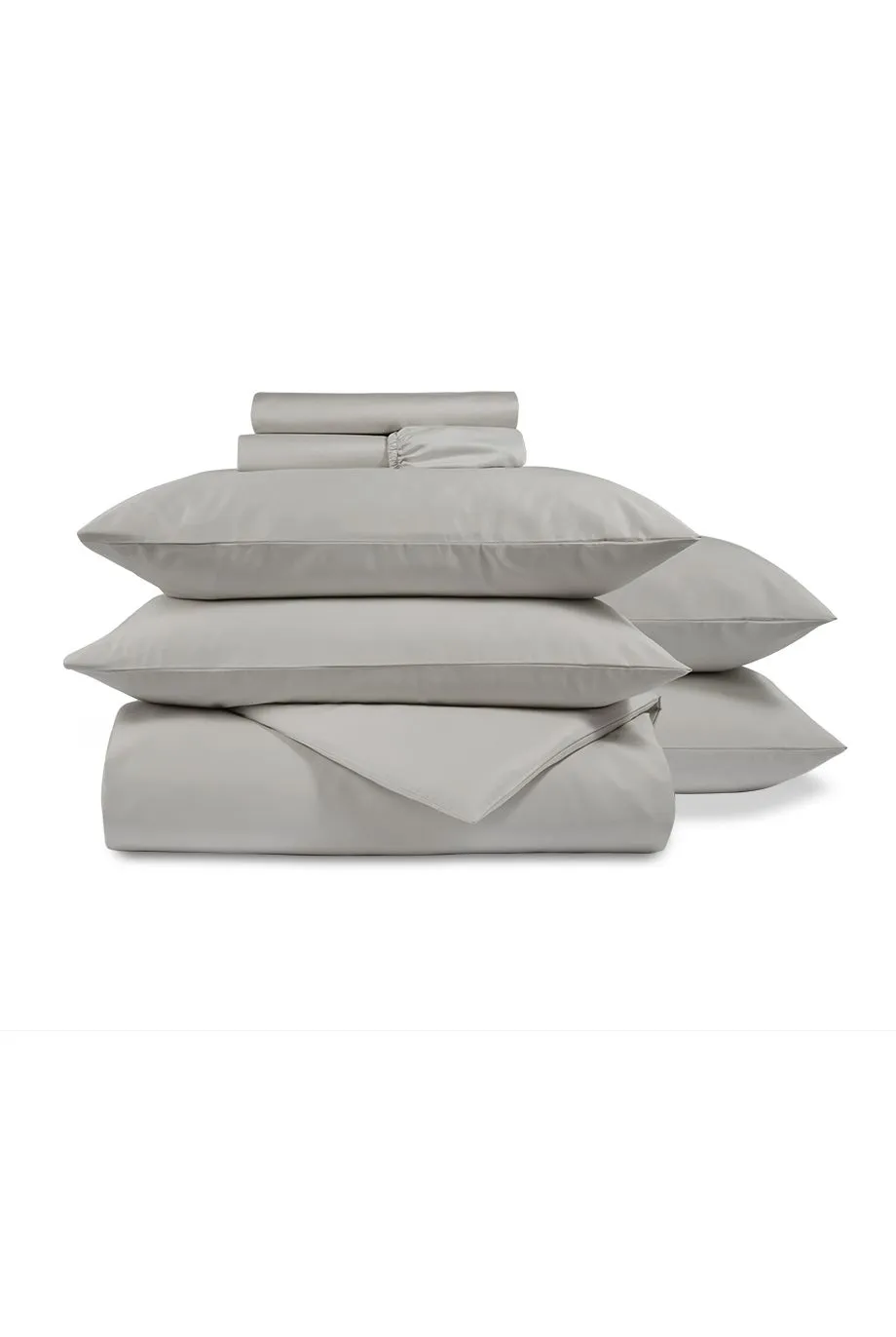 CHRISTY 400TC Luxury Cotton Sateen Plain Dye Bedding Gift Set Bundle in Light Grey 3