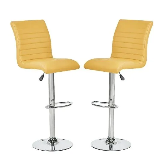 Ripple Bar Stools In Curry Faux Leather In A Pair