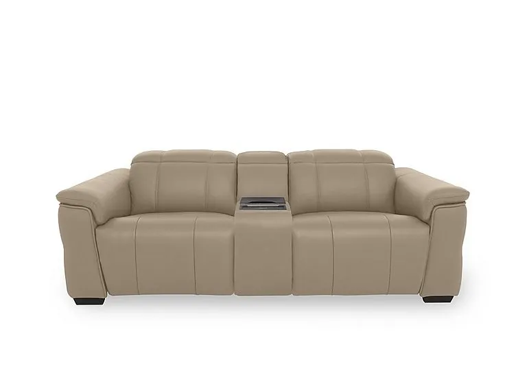Inca NC Leather 3 Seater Power Recliner Sofa with Power Headrests and Fridge Console - Barley