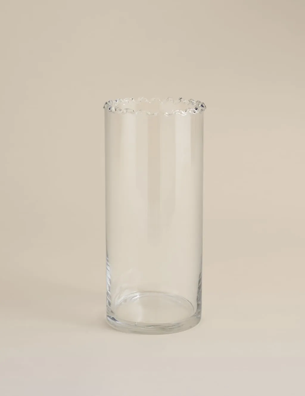 M&S Medium Cylinder Frill Top Glass Vase Clear