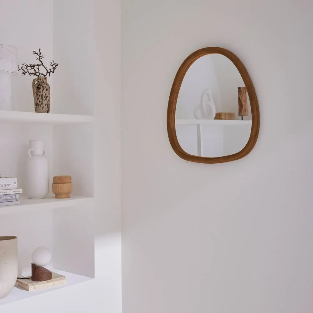 sweeek 55cm oval wooden mirror in Dark Brown