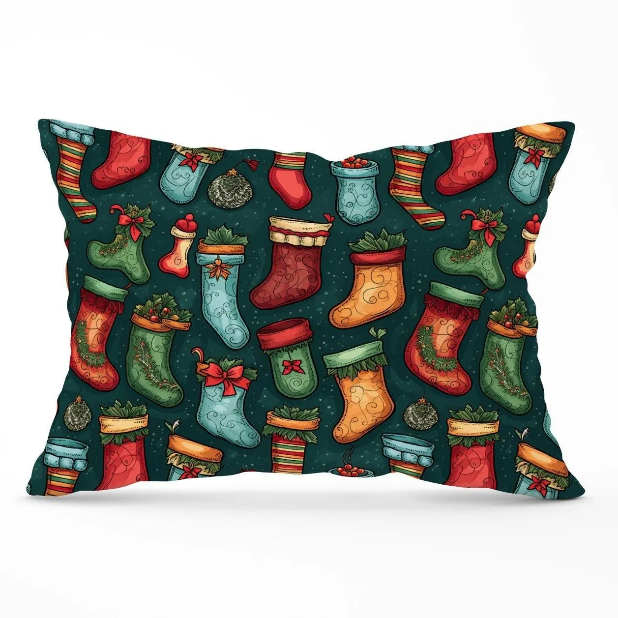 Warren Reed - Designer Christmas Stockings Cushions in Green