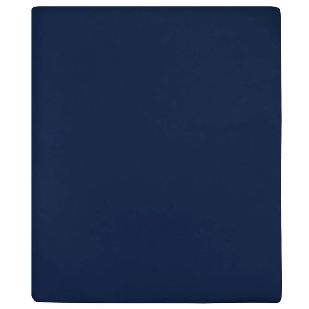 Berkfield Home Jersey Fitted Sheet Navy Blue 90x200 cm Cotton