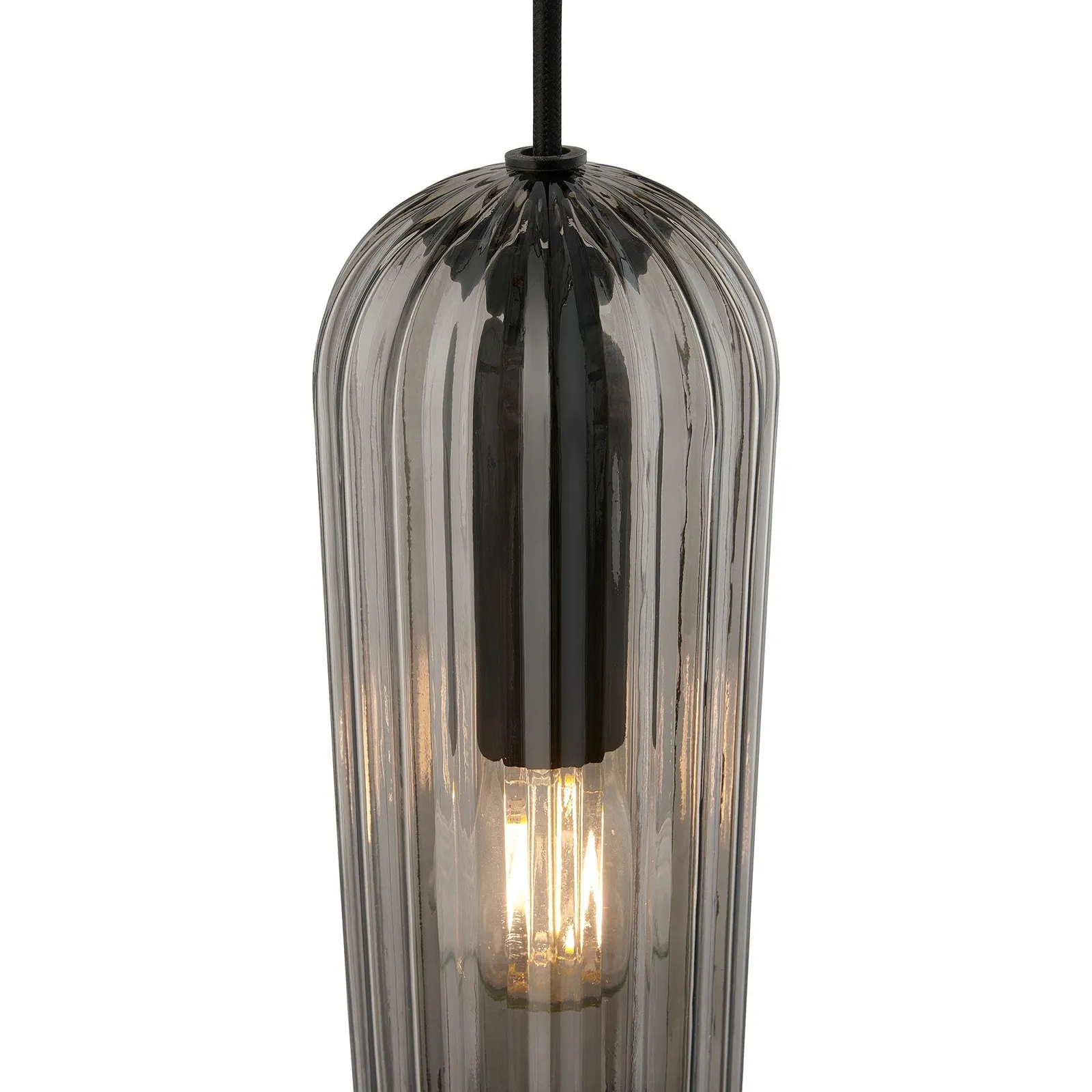 Nordlux Miella Pendant Light Smoked Black Glass Dining Room E27 Mains 4