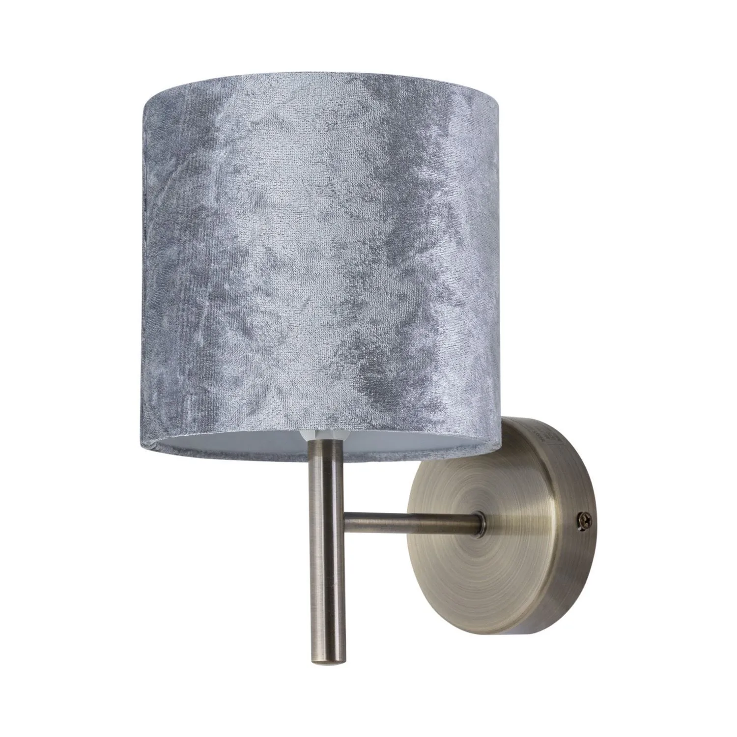 First Choice Lighting Set of 2 Brea - Antique Brass Wall Lights with Grey Velvet Shades in Gold 2