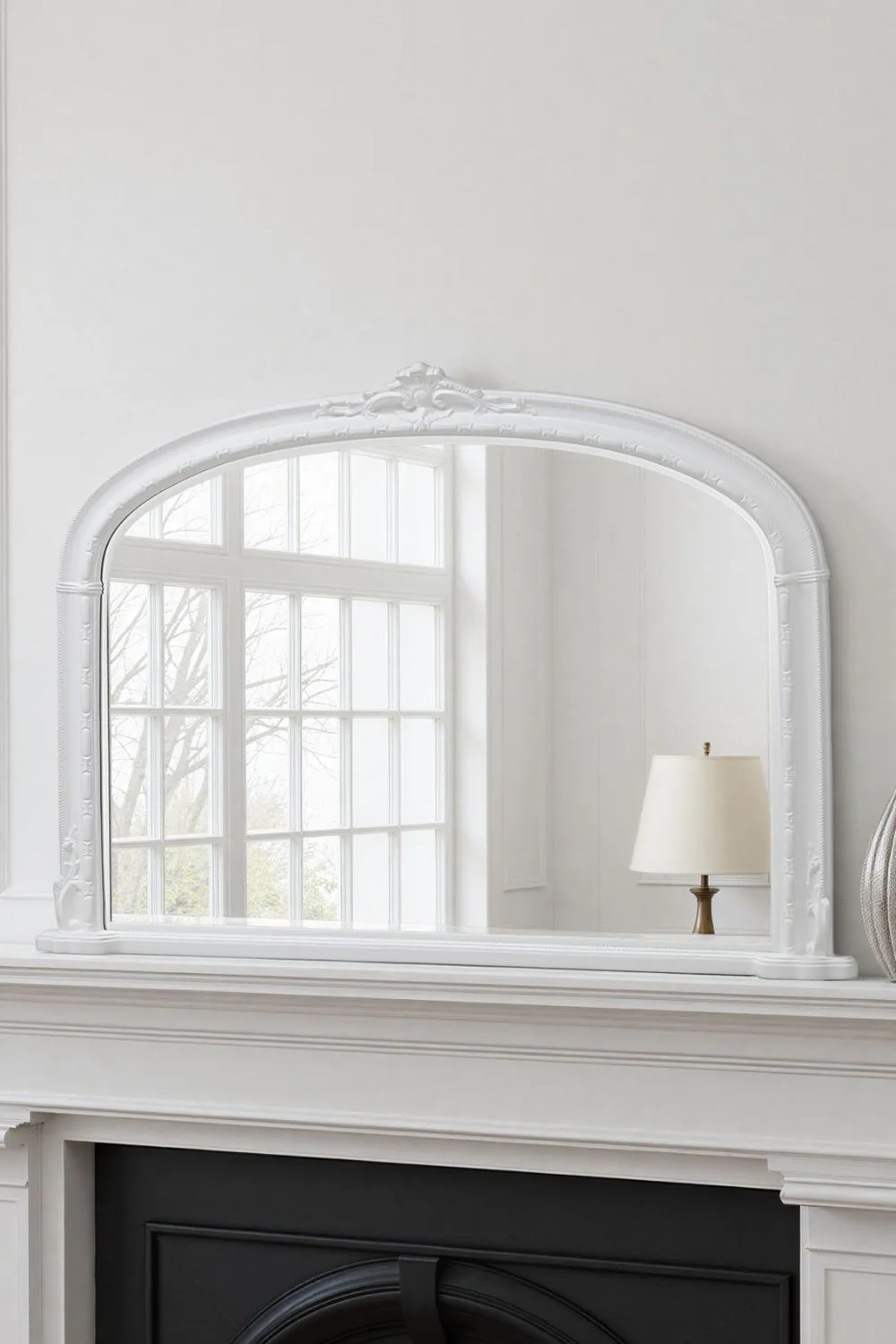 Yearn Mirrors Overmantle Mirror Arched 127(w) x 89cm(h) Victorian Mirror in White