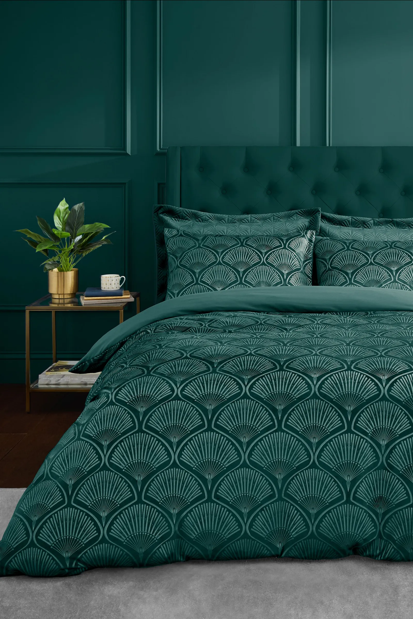 Catherine Lansfield 'Art Deco Pearl' Duvet Set in Teal