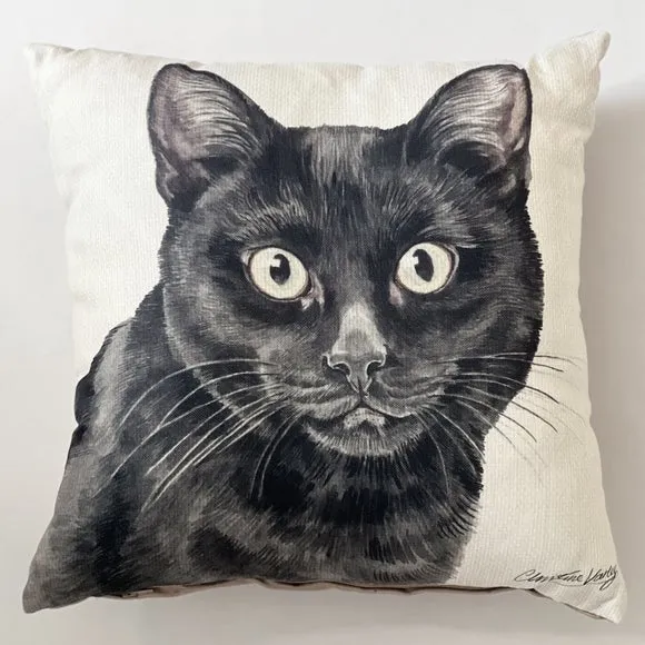 Christine Varley Black Cat Square Cushion 2