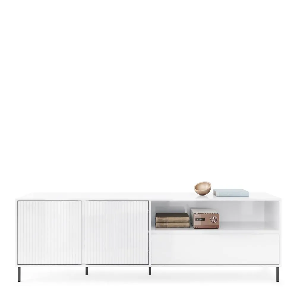 Furniture To Go Avenale TV Cabinet 2 Door 1 Drawer in Alpine White High Gloss 6