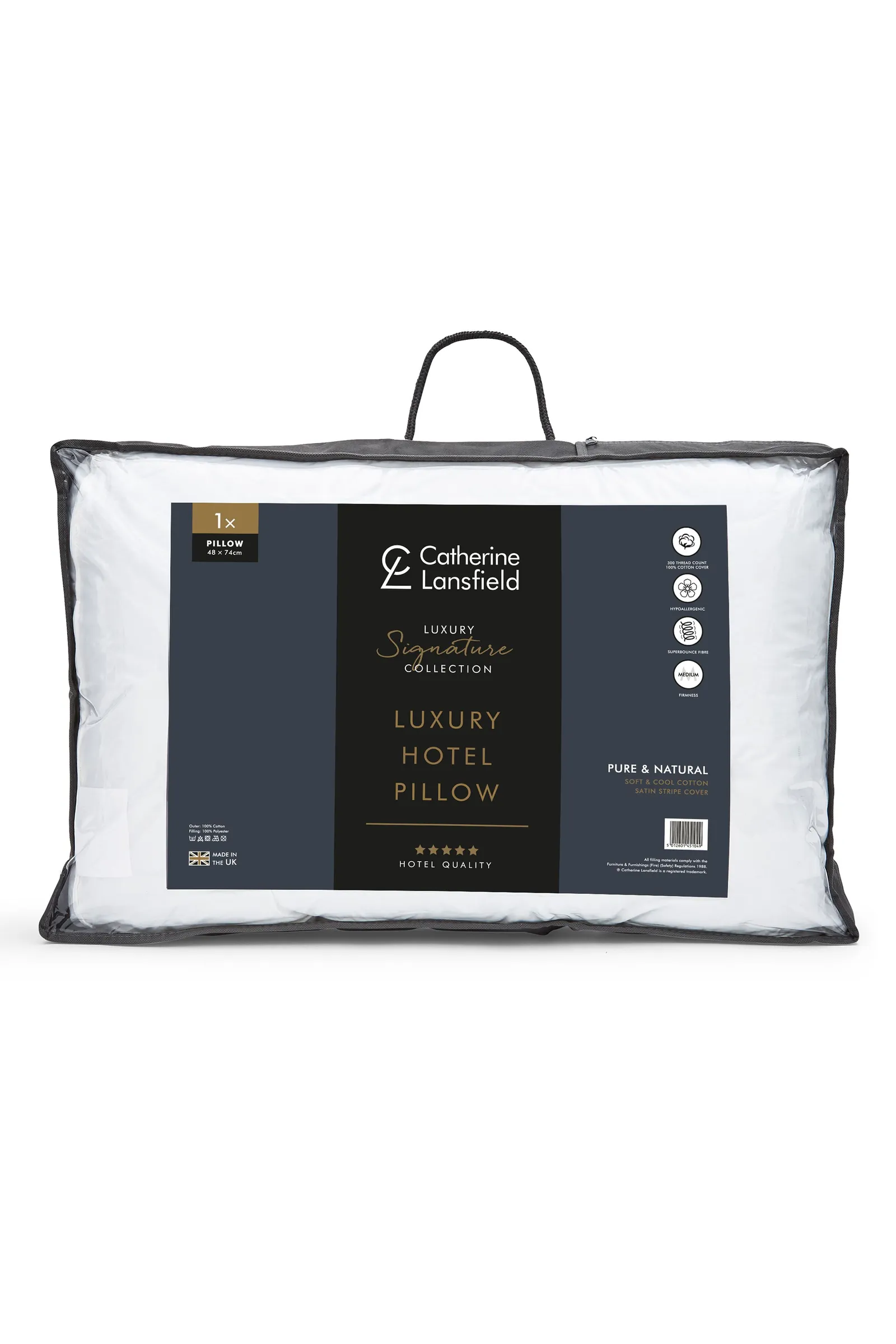 Catherine Lansfield 'Luxury Hotel 300 Thread Count Cotton Stripe' Pillow in White 4
