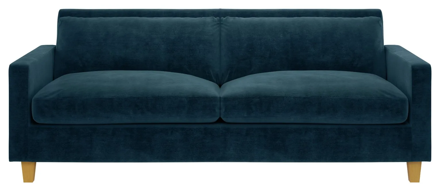 Habitat Chester 3 Seater Velvet Sofa - Ink Blue
