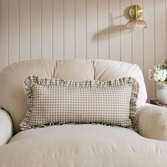 Gingham Frill Cotton Rectangle Cushion 4