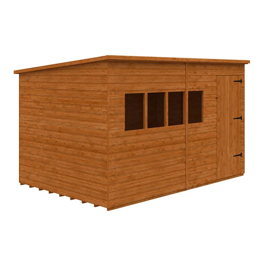 Buttercup Farm 12 x 8 Feet Deluxe Pent 12mm Shed - Solid Wood/Softwood/Pine in Burnt Orange