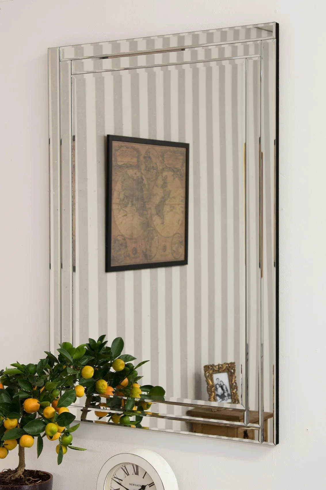 MirrorOutlet Luxford All Glass Bevelled Mirror 90 x 60 CM in Silver