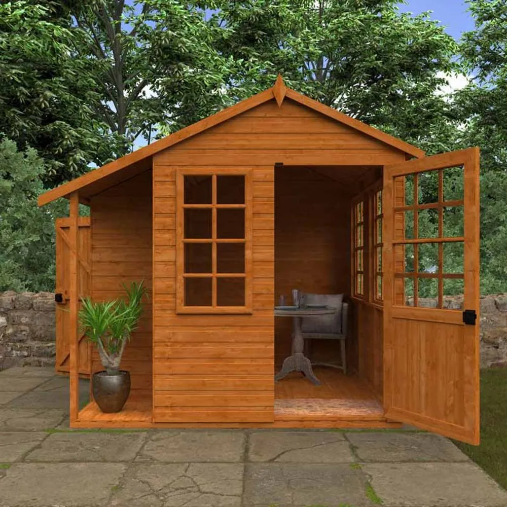 Buttercup Farm 8 x 8 Feet Multi 12mm Shed - Solid Wood/Softwood/Pine in Burnt Orange 4