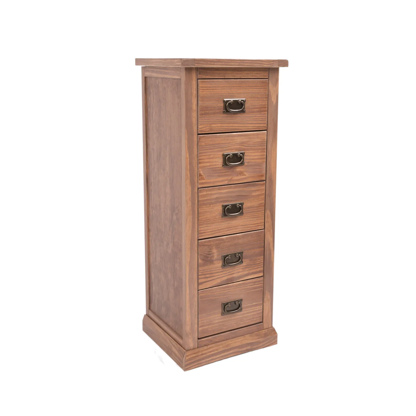 Cabinet Bits Tirolo 5 Drawer Narrow Chest of Drawers Bras Drop Handle in Brown 2