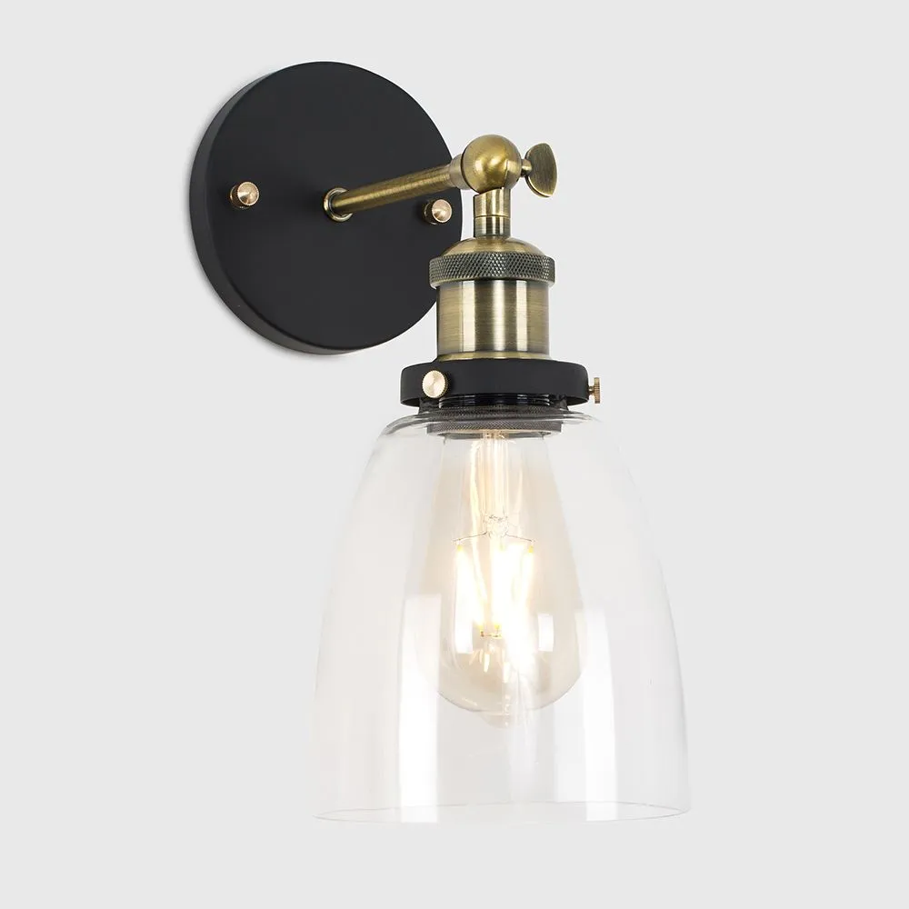 ValueLights Ambrose Industrial Pair of Gold Indoor Wall Lantern 3