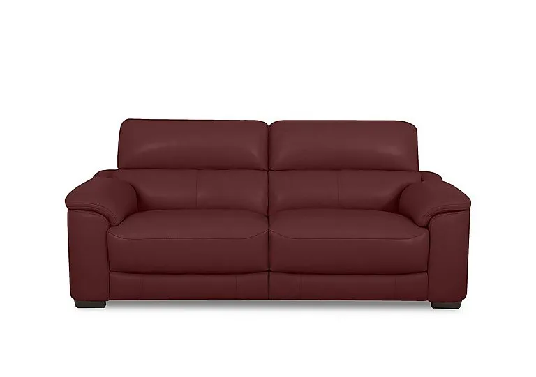 Nova Leather 3 Seater Power Recliner Sofa with Power Headrests - BV Deep Red
