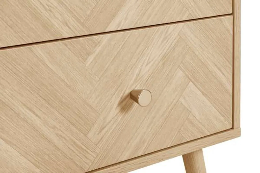 Birlea 2 Drawer Oak Brown Wooden Bedside Herringford in Light Oak 5