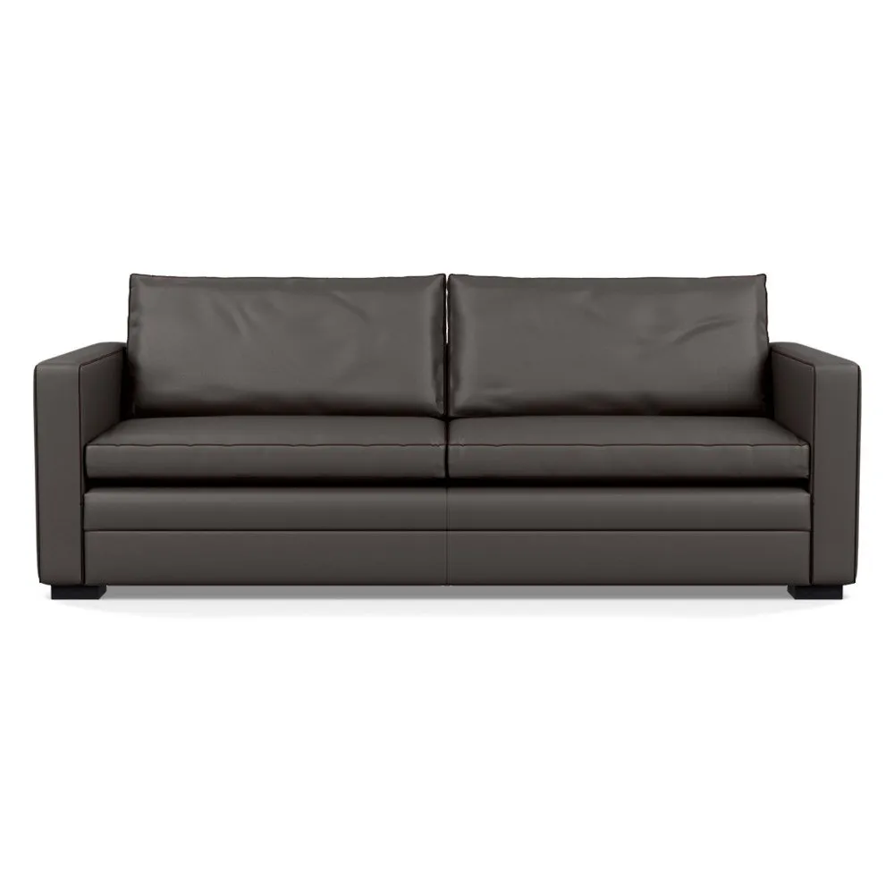 Heal's Palermo 4 Seater Sofa Leather Hide Grey 7177 Black Feet