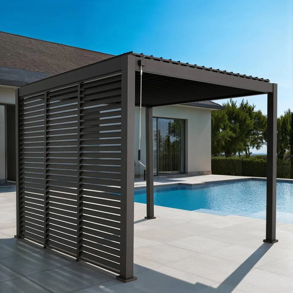 sweeek Louvered Pergola Aluminium 3 X 3m V2 & 3 100cm Louver Panels in Dark Grey