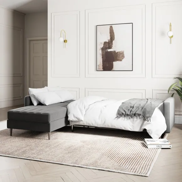 Kendall Quilted Velvet Clic Clac Storage Corner Sofa Bed 2