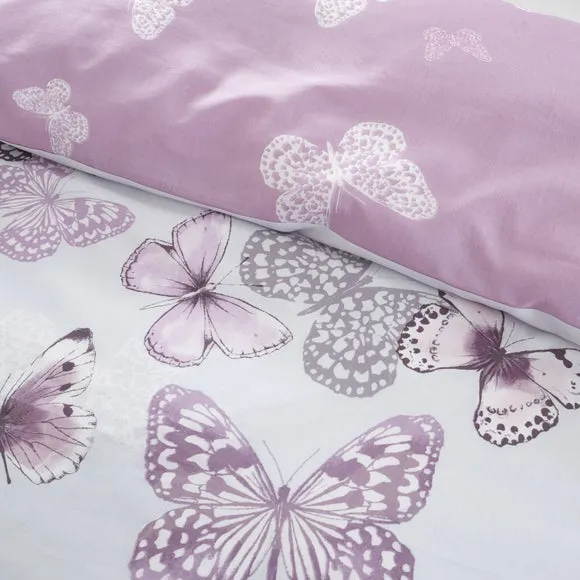 Catherine Lansfield Scatter Butterfly Heather Duvet Cover and Pillowcase Set 4