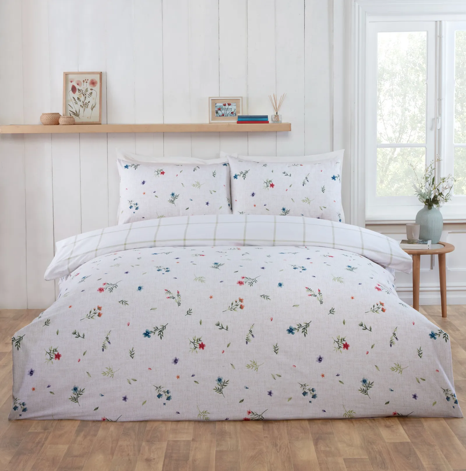 Rapport Home Meadow Brushed Cotton Reversible Duvet Cover Set with Pillowcase