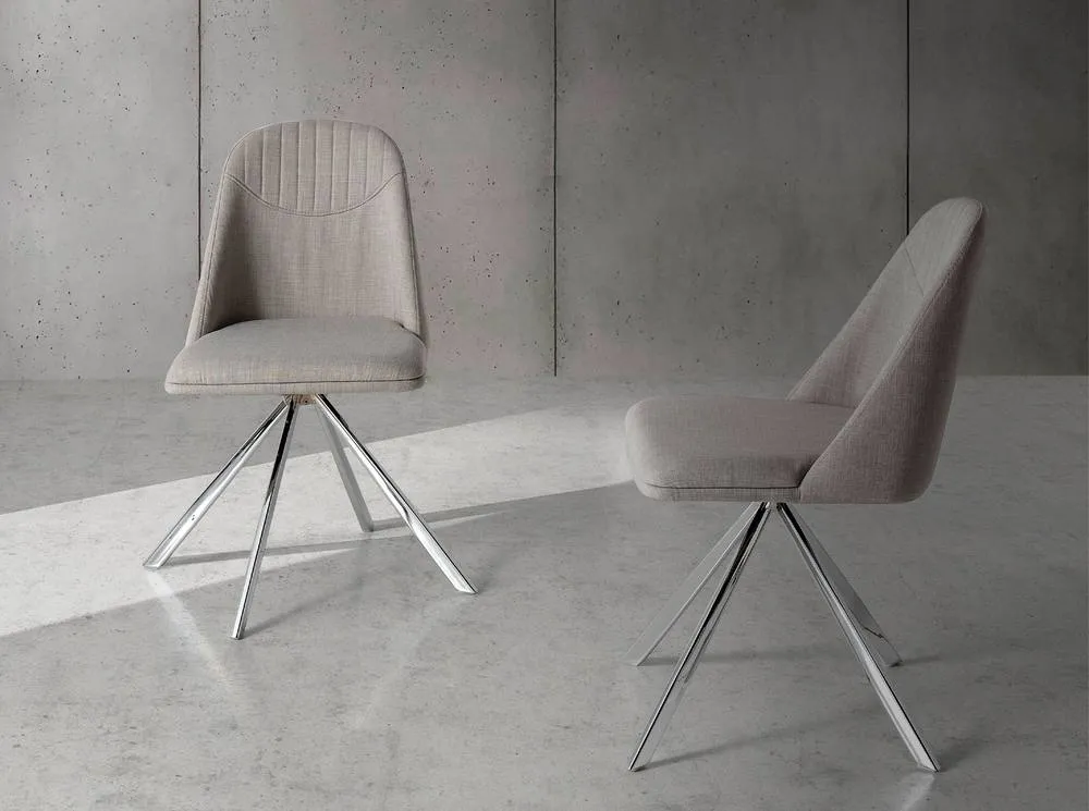 Angel Cerda Grey Fabric Swivel Dining Chair Model 3