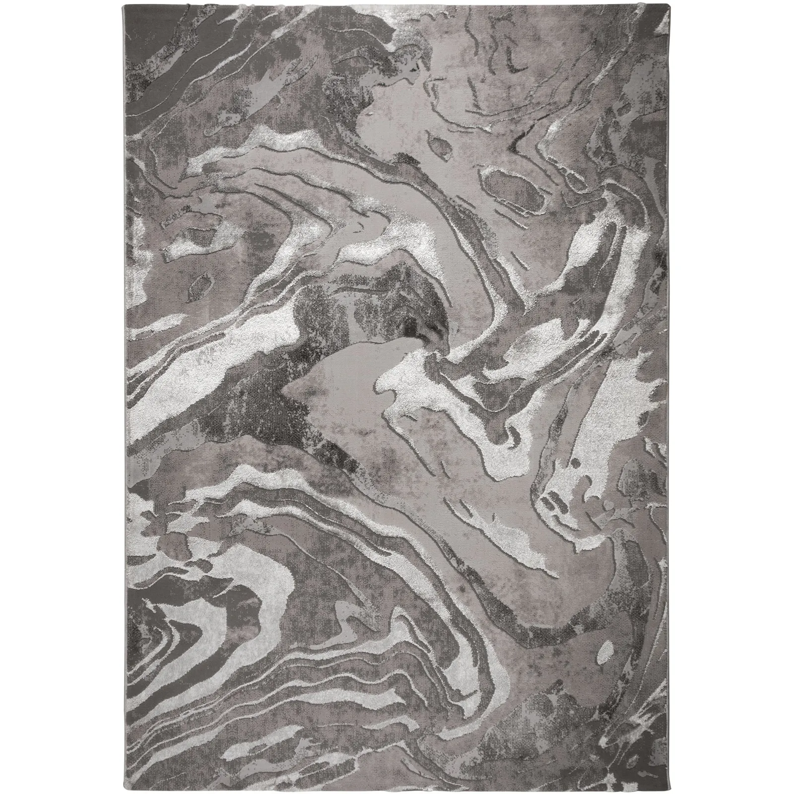Marbled Rug Silver and Grey