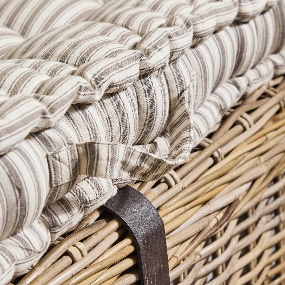 Dibor Vintage Style Grey Striped Bench Pad Cushion L105 x W42cm in Off-White 3