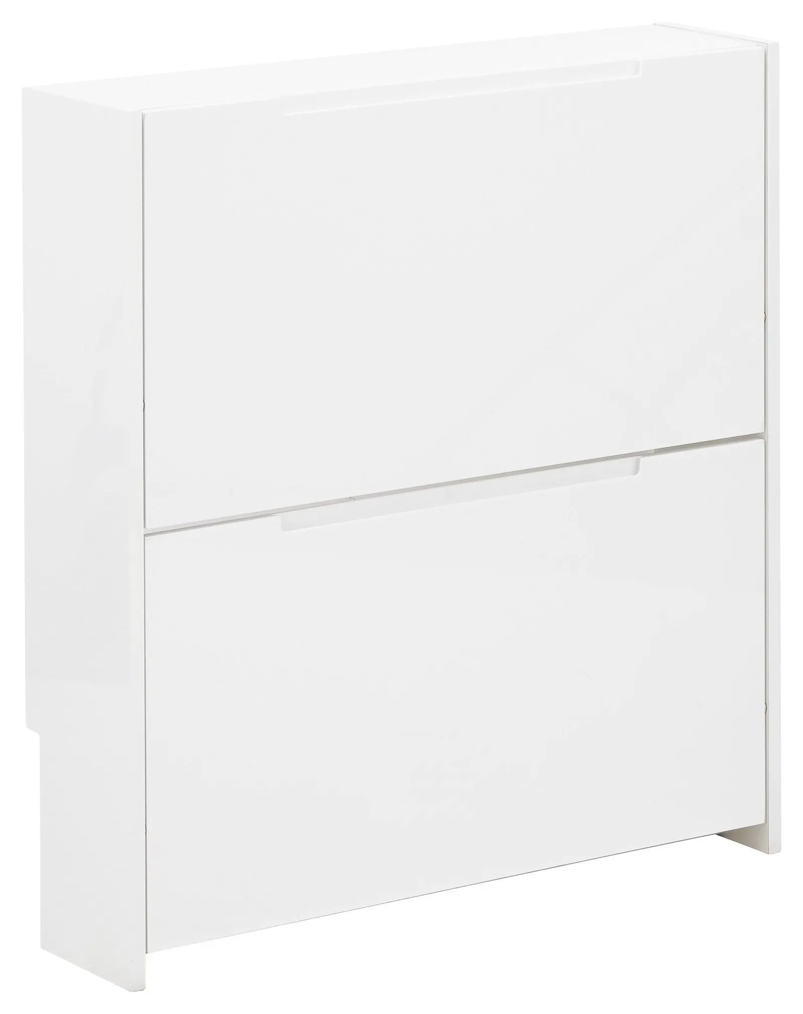 GFW Narrow High Gloss 2 Tier Shoe Cabinet in White 2
