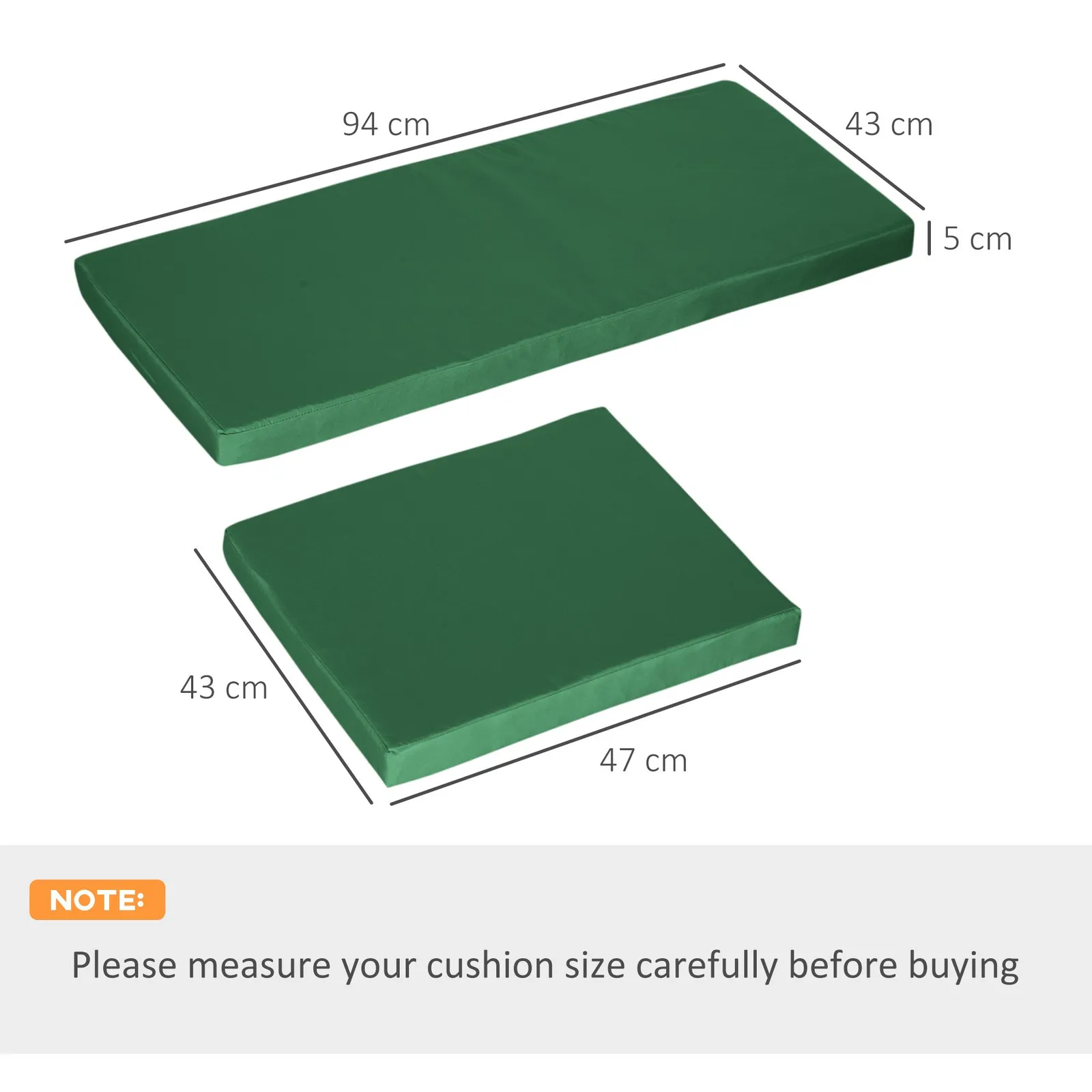 OUTSUNNY 3PCs Rattan Garden Seat Cushions Pads for Patio Furniture Green 3