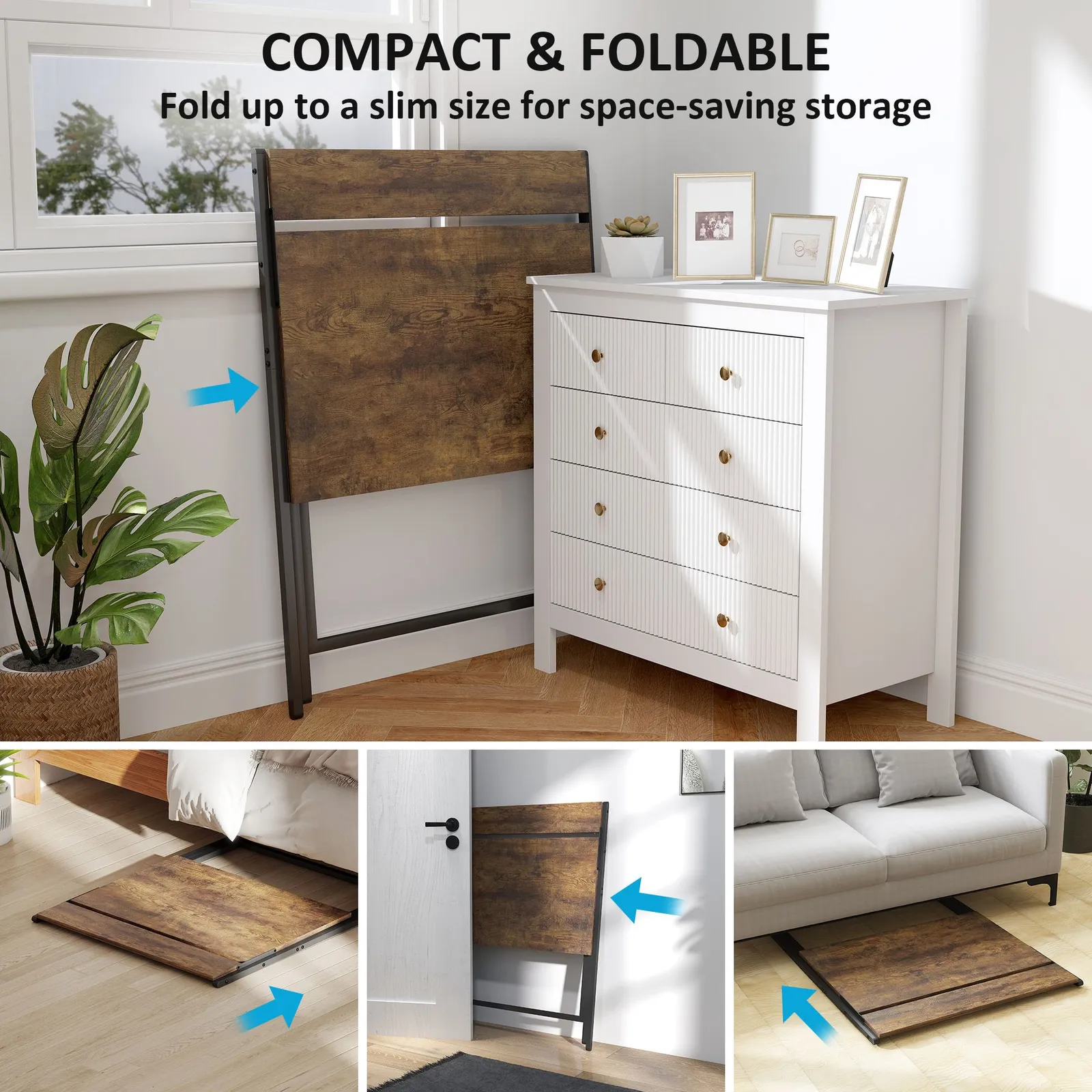 HOMCOM 81.5 cm Folding Computer Desk for Small Spaces Bedroom in Brown 4