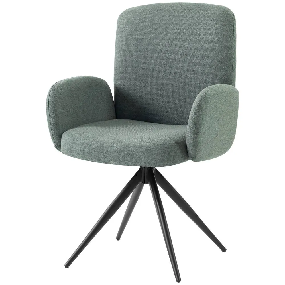 HOMCOM Swivel Accent Chair with Curved Backrest, Upholstered, Light Green