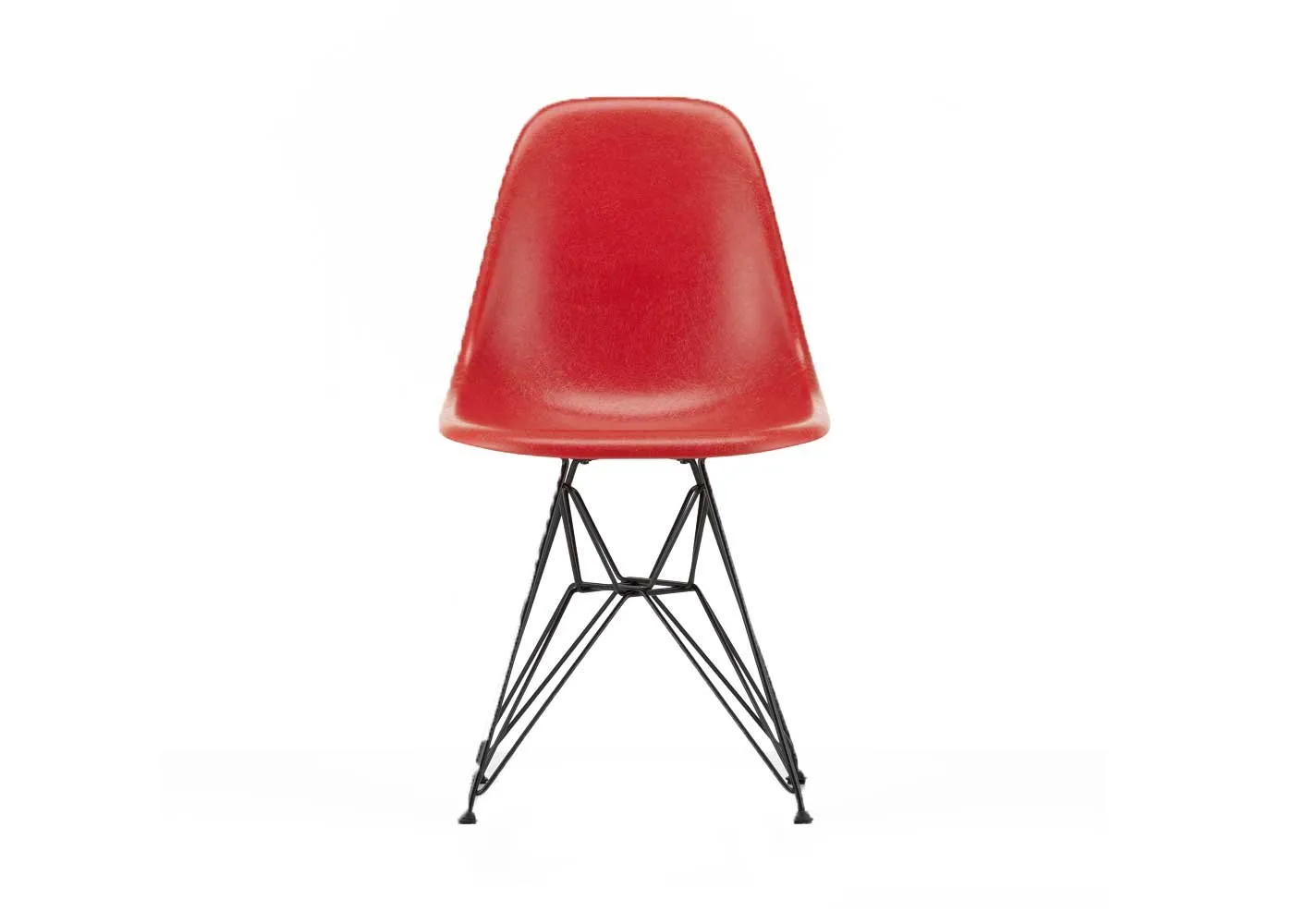 Vitra Eames Fibreglass Chair DSR Eames Classic Red 30 Basic Dark Powder Coated Base 05 Glides
