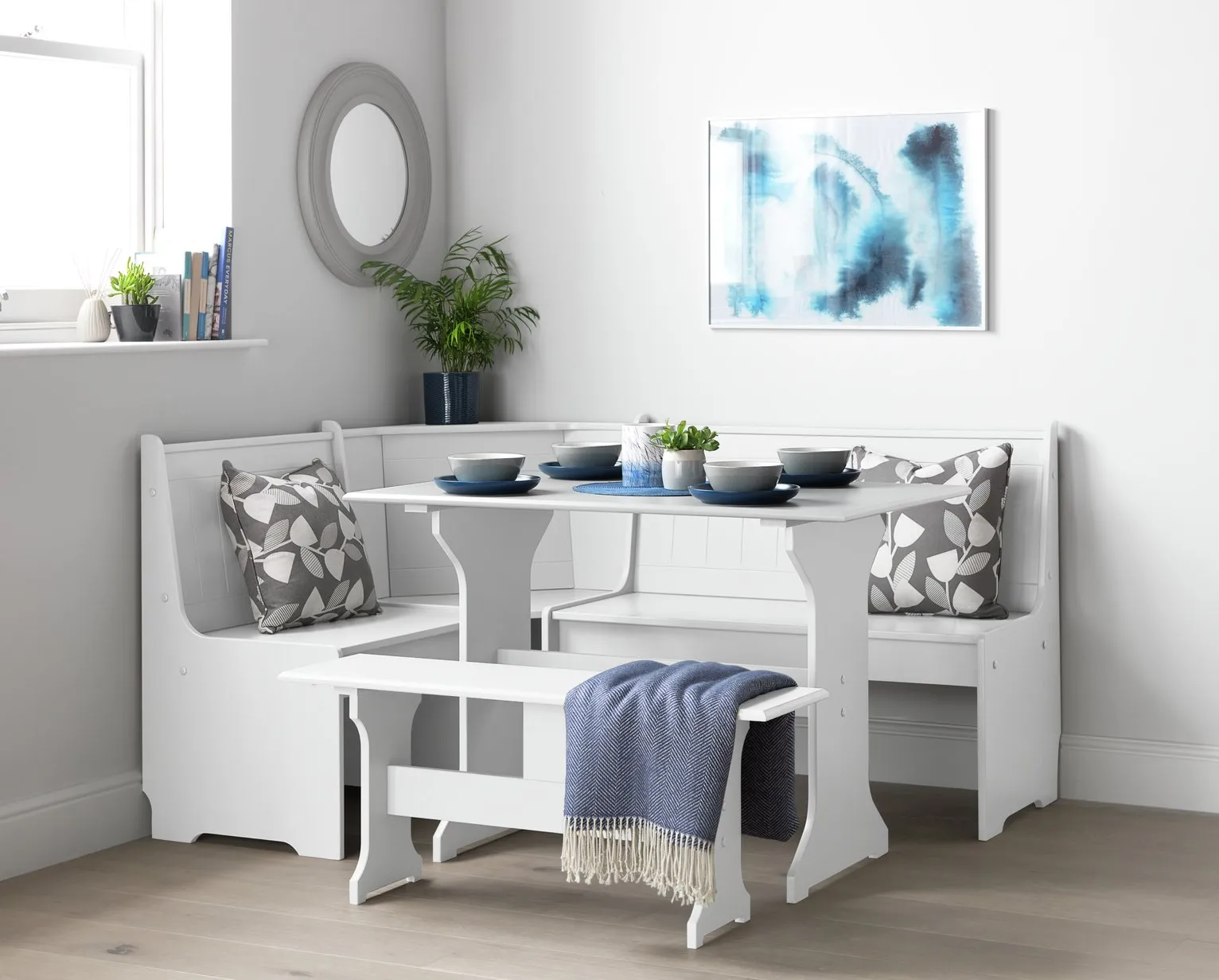 Argos Home Haversham Corner Dining Set & Bench - White