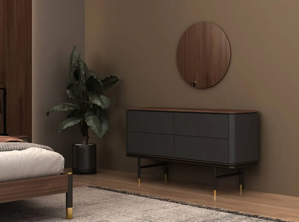Angel Cerda Chest of Drawers - Dark Grey Matt MDF, Walnut Top 4